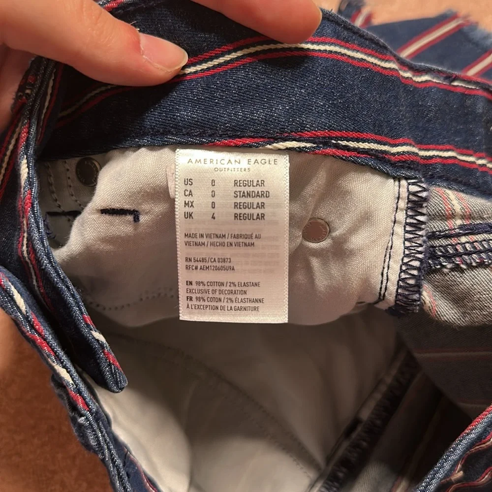 American Eagle Super Stretch Hi-Rise Mini Denim Skirt Red White & Blue